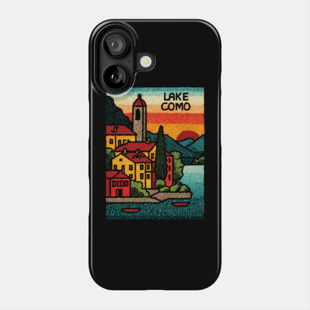 Lake Como Retro Travel Art Phone Case by TuncGK