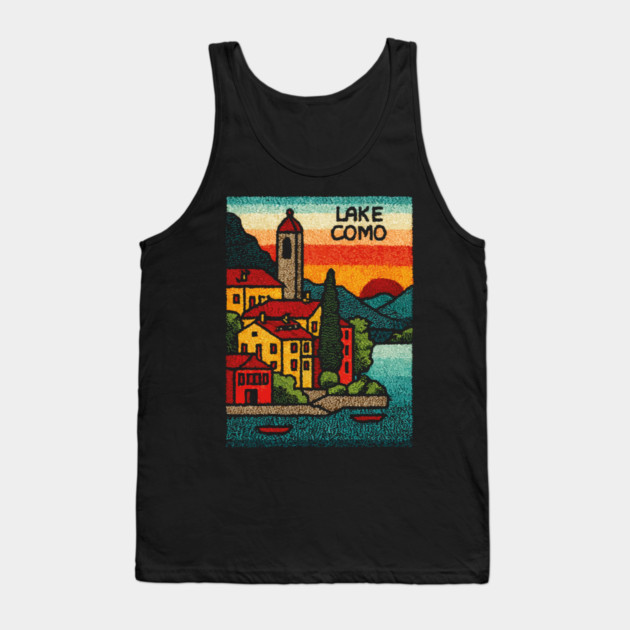Lake Como Retro Travel Art Tank Top by TuncGK