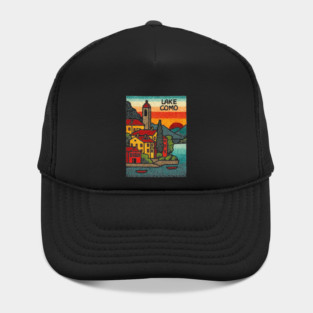 Lake Como Retro Travel Art Hat