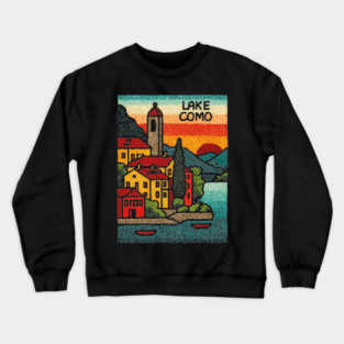 Lake Como Retro Travel Art Crewneck Sweatshirt