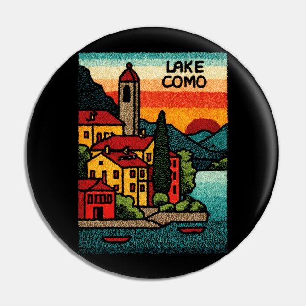 Lake Como Retro Travel Art Pin by TuncGK