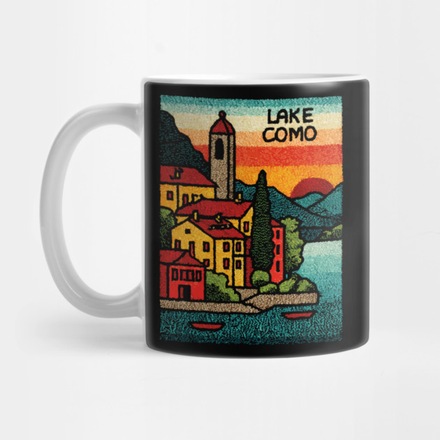 Lake Como Retro Travel Art by TuncGK