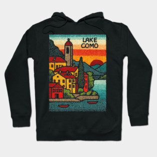 Lake Como Retro Travel Art Hoodie