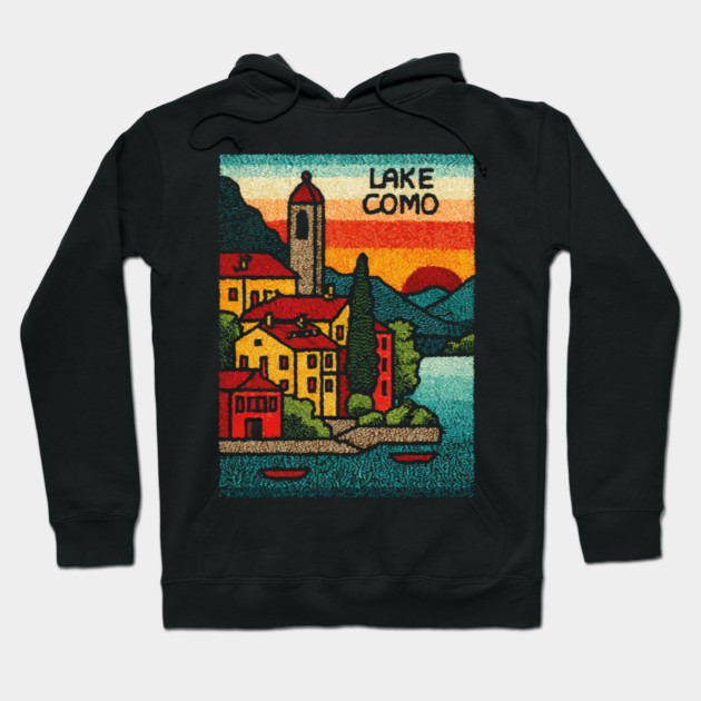 Lake Como Retro Travel Art Hoodie by TuncGK
