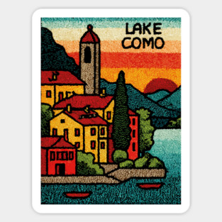 Lake Como Retro Travel Art Sticker