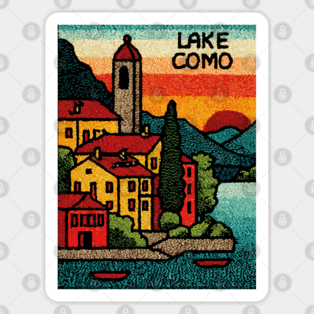 Lake Como Retro Travel Art Sticker by TuncGK