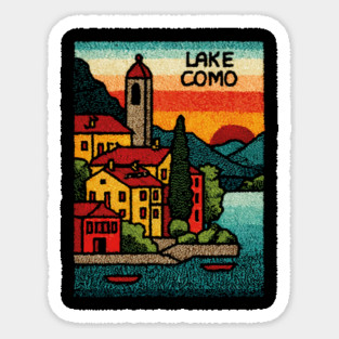 Lake Como Retro Travel Art Magnet