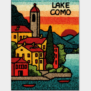 Lake Como Retro Travel Art Posters and Art