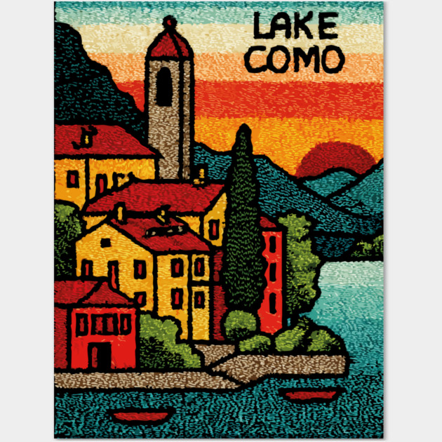 Lake Como Retro Travel Art Wall Art by TuncGK