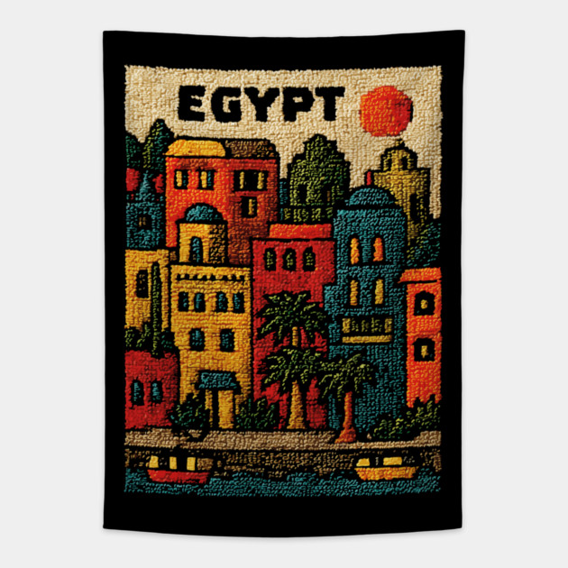 Ancient Egypt Modern Art - Cairo Cityscape Design Tapestry by TuncGK