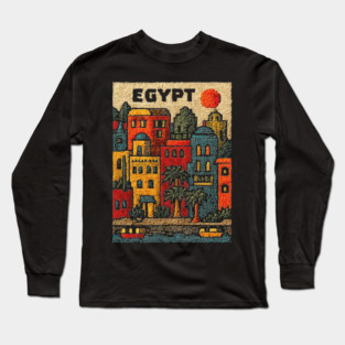 Ancient Egypt Modern Art - Cairo Cityscape Design Long Sleeve T-Shirt