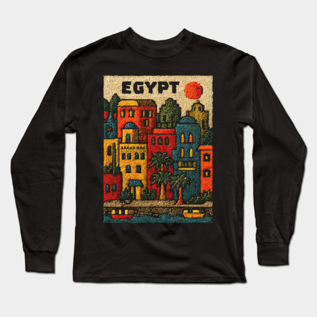 Ancient Egypt Modern Art - Cairo Cityscape Design Long Sleeve T-Shirt by TuncGK