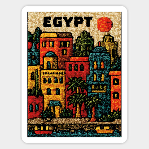 Ancient Egypt Modern Art - Cairo Cityscape Design Magnet by TuncGK
