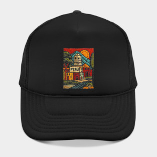 Peru Mountain Village Art - Andean Culture Poster Hat