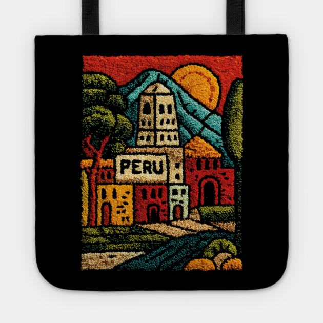 Peru Mountain Village Art - Andean Culture Poster Tote by TuncGK
