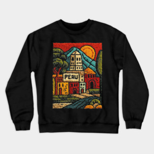 Peru Mountain Village Art - Andean Culture Poster Crewneck Sweatshirt