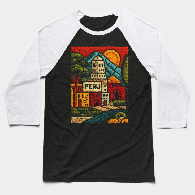 Peru Mountain Village Art - Andean Culture Poster Baseball T-Shirt by TuncGK
