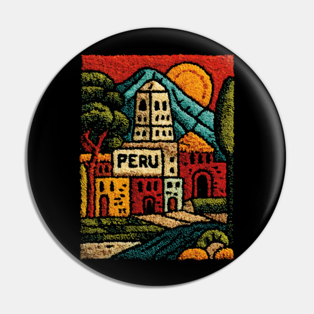 Peru Mountain Village Art - Andean Culture Poster Pin by TuncGK