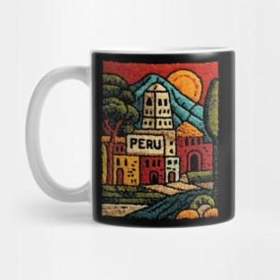Peru Mountain Village Art - Andean Culture Poster Mug