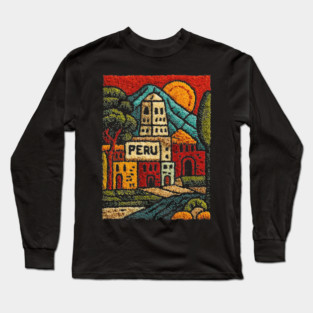 Peru Mountain Village Art - Andean Culture Poster Long Sleeve T-Shirt