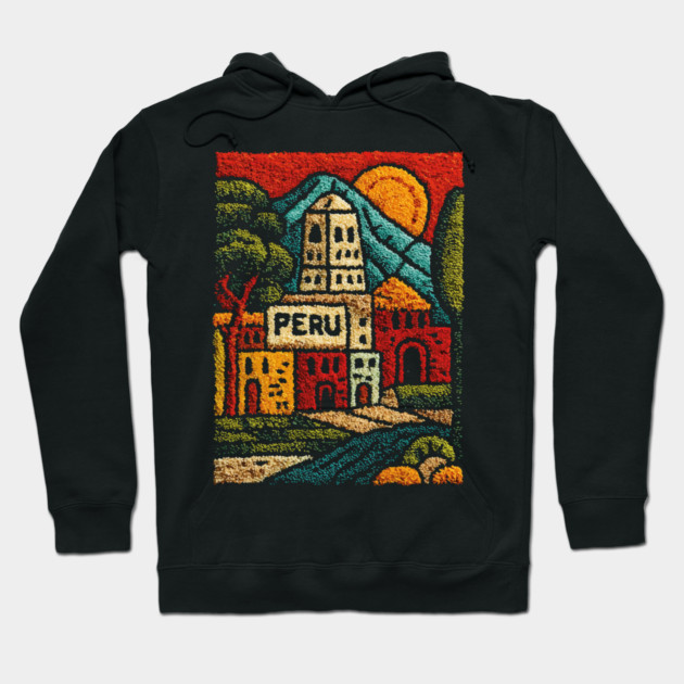 Peru Mountain Village Art - Andean Culture Poster Hoodie by TuncGK