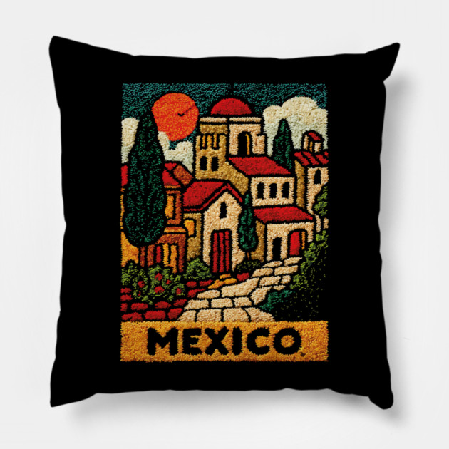 Mexico Colorful City Art Pillow by TuncGK