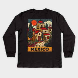 Mexico Colorful City Art Kids Long Sleeve T-Shirt