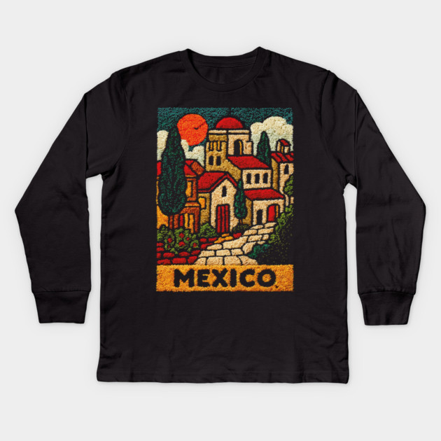 Mexico Colorful City Art Kids Long Sleeve T-Shirt by TuncGK