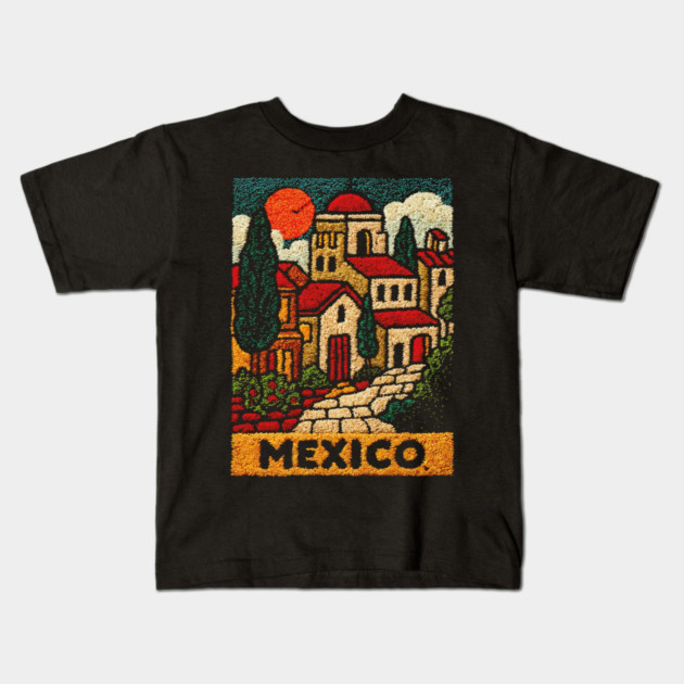 Mexico Colorful City Art Kids T-Shirt by TuncGK