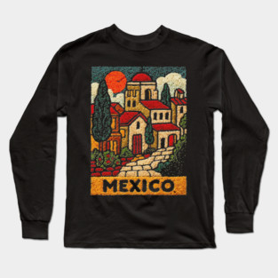 Mexico Colorful City Art Long Sleeve T-Shirt