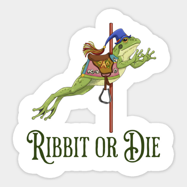 Funny Frog Carousel Ride (Ribbit) or Die pun Magnet by Luxinda