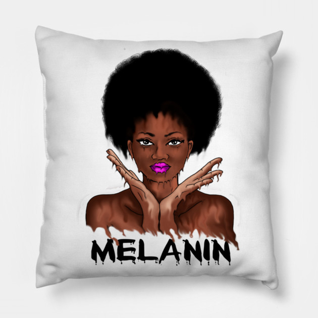 Drippin Melanin Afro Black History Pillow by logiamerch