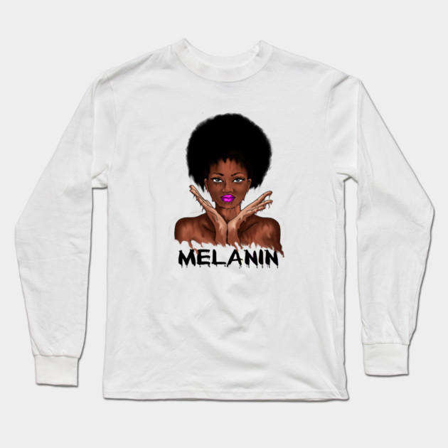 Drippin Melanin Afro Black History Long Sleeve T-Shirt by logiamerch