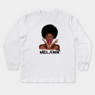 Drippin Melanin Afro Black History Kids Long Sleeve T-Shirt