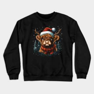 Highland Cow Reindeer Pajama Crewneck Sweatshirt
