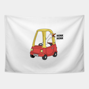 Funny Goose Honk Honk Car Meme Gift Animal Joke  Funny Goose, Honk Honk, Meme Gift Tapestry