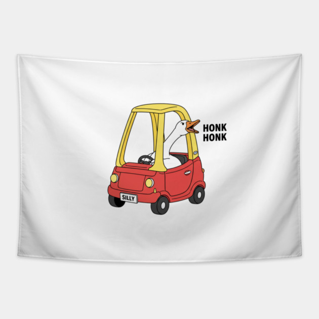 Funny Goose Honk Honk Car Meme Gift Animal Joke  Funny Goose, Honk Honk, Meme Gift Tapestry by OUTFITPAW