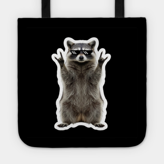 Cool Raccoon Rock and Roll Gift Funny Animal Graphic Tote by OUTFITPAW