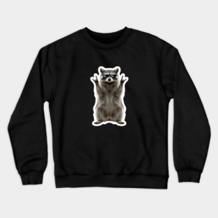Cool Raccoon Rock and Roll Gift Funny Animal Graphic Crewneck Sweatshirt
