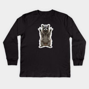 Cool Raccoon Rock and Roll Gift Funny Animal Graphic Kids Long Sleeve T-Shirt