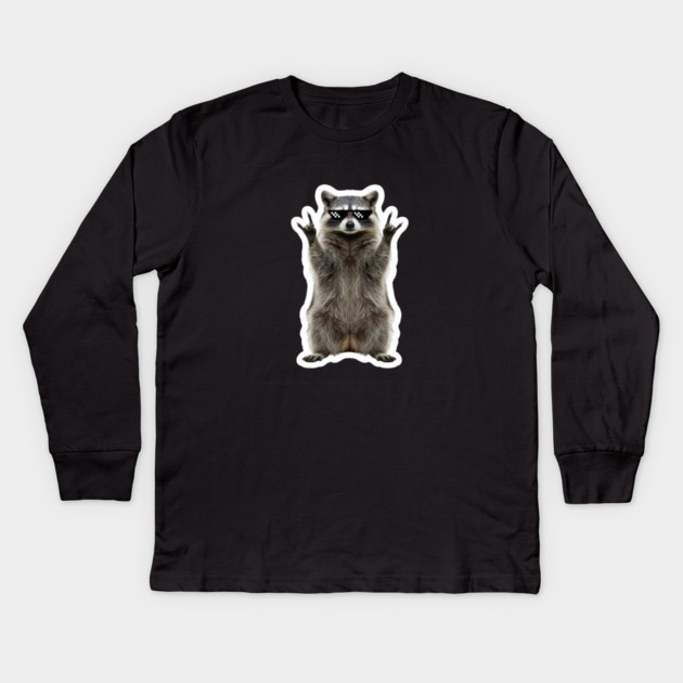 Cool Raccoon Rock and Roll Gift Funny Animal Graphic Kids Long Sleeve T-Shirt by OUTFITPAW