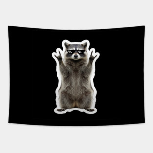 Cool Raccoon Rock and Roll Gift Funny Animal Graphic Tapestry