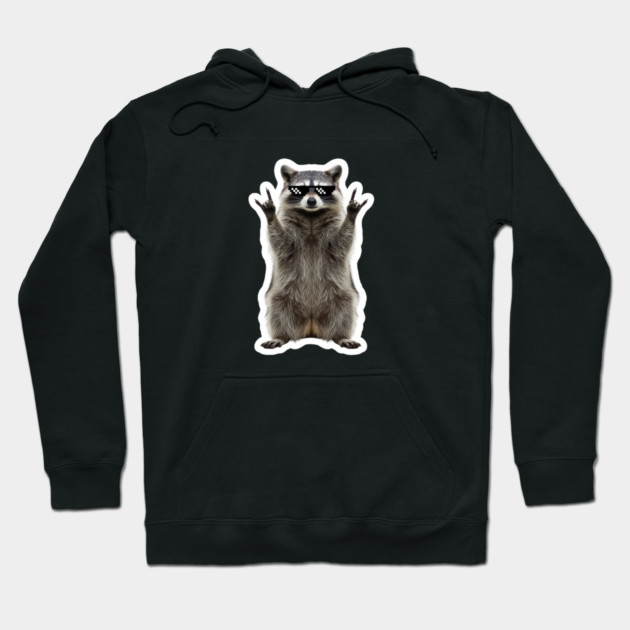 Cool Raccoon Rock and Roll Gift Funny Animal Graphic Hoodie by OUTFITPAW