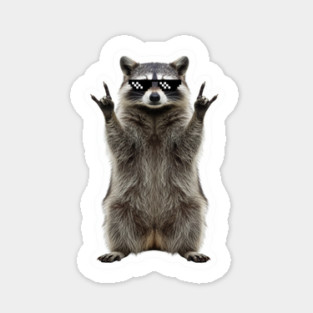 Cool Raccoon Rock and Roll Gift Funny Animal Graphic Sticker