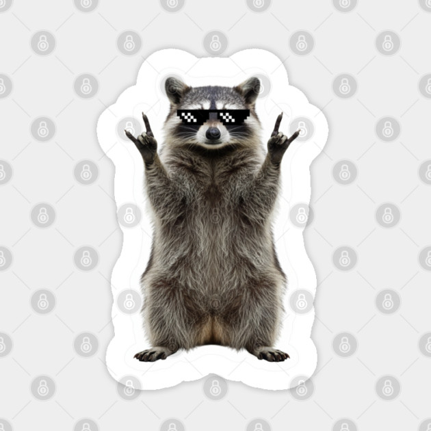 Cool Raccoon Rock and Roll Gift Funny Animal Graphic Sticker by OUTFITPAW