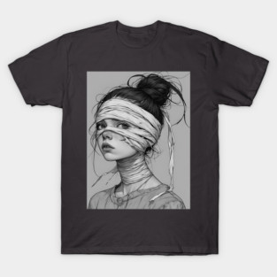 A young woman has a bandage wrapped around her face. #2 T-Shirt