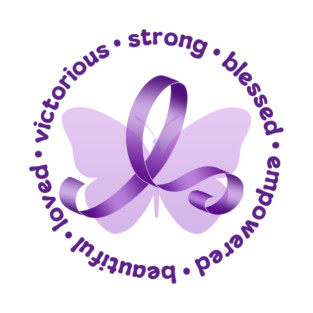 Purple Awareness Ribbon with Butterflies and Empowering Words T-Shirt
