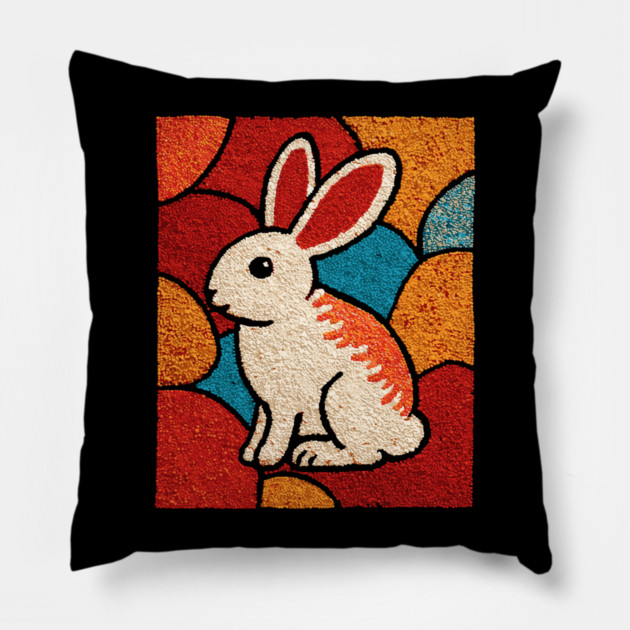 Baby Bunny - Folk Art Nursery Pillow by TuncGK
