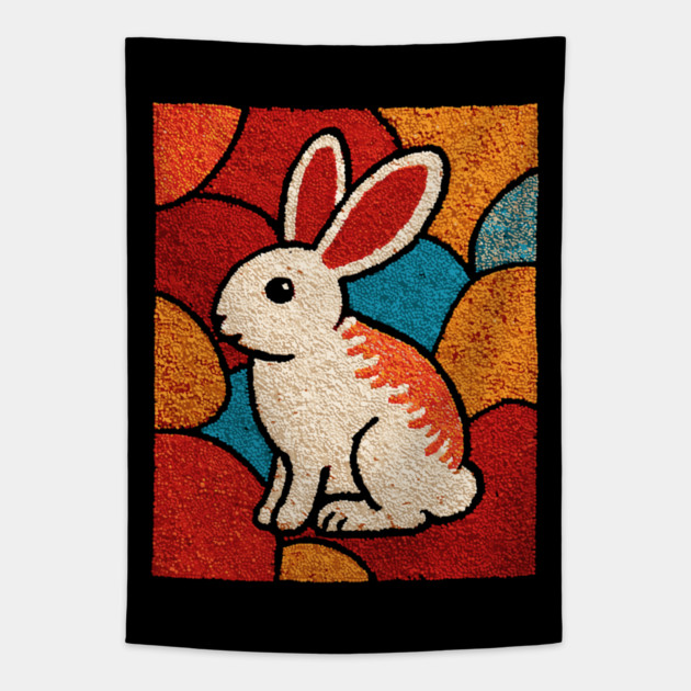 Baby Bunny - Folk Art Nursery Tapestry by TuncGK
