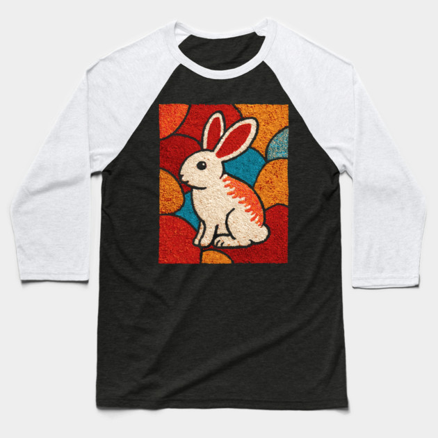 Baby Bunny - Folk Art Nursery Baseball T-Shirt by TuncGK